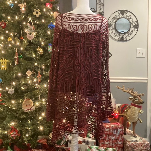 NWOT Worthington Woman Sz 2X Bing Cherry Chemise w/Long Sleeve Satin/Lace Cover - Picture 2 of 12